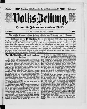 Volks-Zeitung vom 31.12.1854
