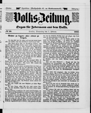 Volks-Zeitung vom 01.02.1855