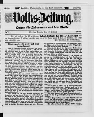 Volks-Zeitung vom 18.02.1855