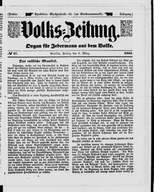 Volks-Zeitung vom 09.03.1855