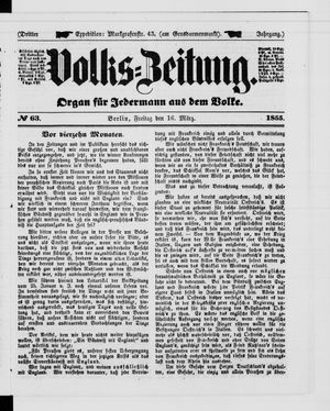 Volks-Zeitung vom 16.03.1855