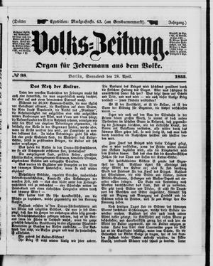 Volks-Zeitung vom 28.04.1855