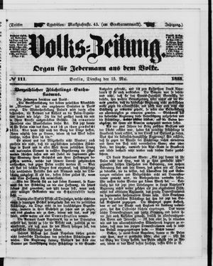 Volks-Zeitung vom 15.05.1855