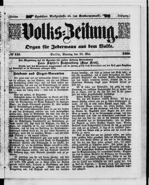 Volks-Zeitung vom 20.05.1855