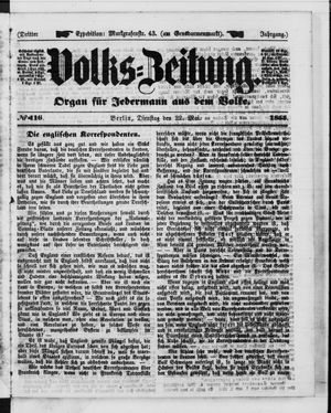 Volks-Zeitung vom 22.05.1855