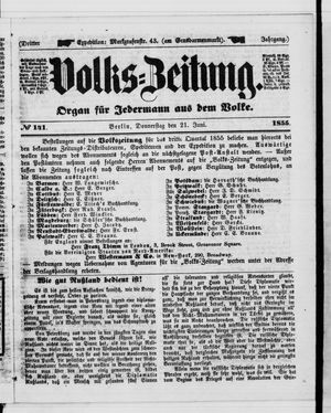 Volks-Zeitung on Jun 21, 1855