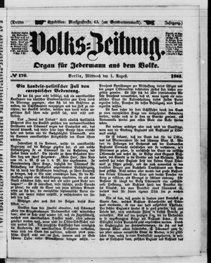 Volks-Zeitung vom 01.08.1855