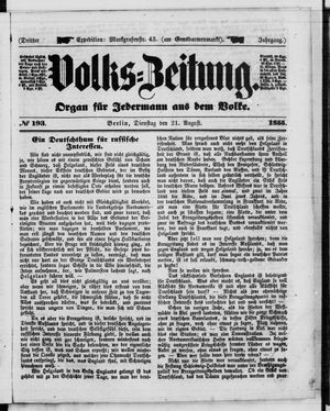 Volks-Zeitung vom 21.08.1855
