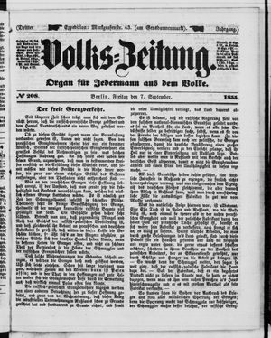Volks-Zeitung vom 07.09.1855
