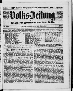 Volks-Zeitung on Sep 15, 1855