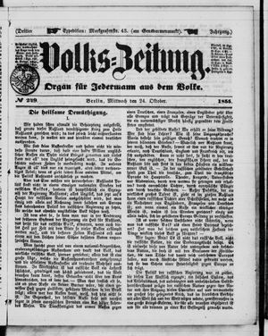 Volks-Zeitung vom 24.10.1855