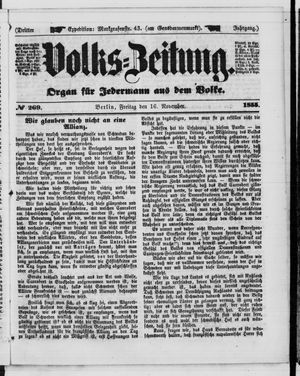 Volks-Zeitung vom 16.11.1855