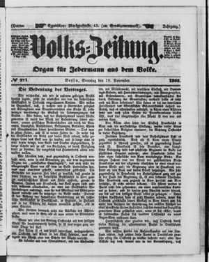 Volks-Zeitung vom 18.11.1855
