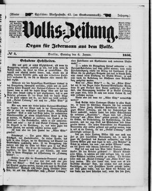 Volks-Zeitung vom 06.01.1856