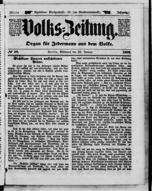 Volks-Zeitung vom 23.01.1856