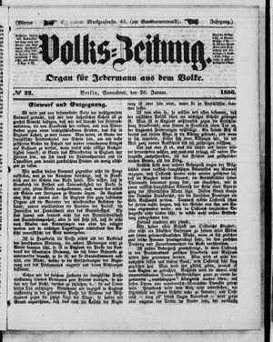 Volks-Zeitung vom 26.01.1856