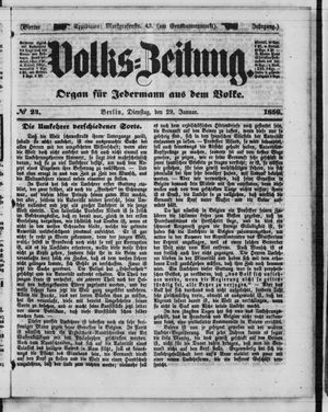 Volks-Zeitung vom 29.01.1856