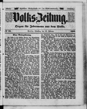 Volks-Zeitung vom 12.02.1856