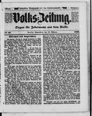 Volks-Zeitung vom 16.02.1856