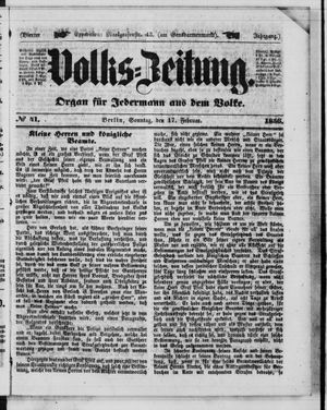 Volks-Zeitung vom 17.02.1856