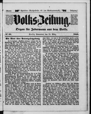Volks-Zeitung vom 15.03.1856