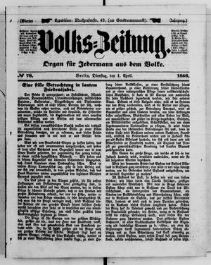 Volks-Zeitung vom 01.04.1856