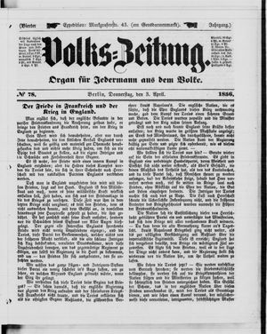 Volks-Zeitung vom 03.04.1856