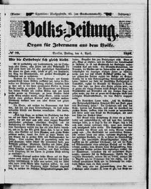 Volks-Zeitung vom 04.04.1856