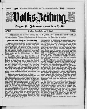 Volks-Zeitung vom 05.04.1856