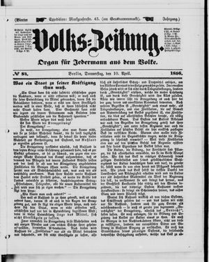 Volks-Zeitung vom 10.04.1856