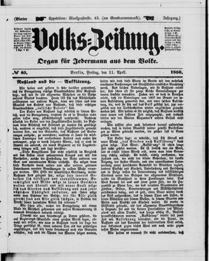 Volks-Zeitung vom 11.04.1856