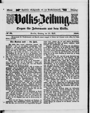 Volks-Zeitung vom 20.04.1856