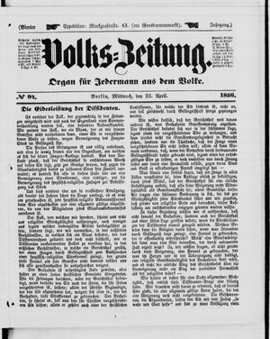 Volks-Zeitung vom 23.04.1856