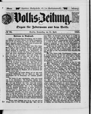 Volks-Zeitung vom 24.04.1856