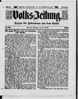 Volks-Zeitung vom 27.04.1856