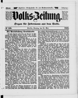 Volks-Zeitung vom 25.05.1856