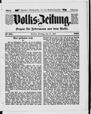 Volks-Zeitung vom 15.06.1856