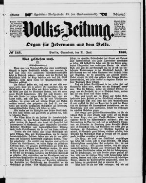 Volks-Zeitung vom 21.06.1856