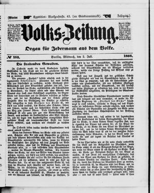 Volks-Zeitung vom 02.07.1856