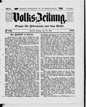 Volks-Zeitung vom 18.07.1856