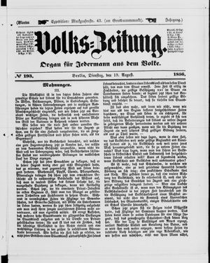 Volks-Zeitung vom 19.08.1856