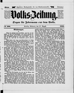 Volks-Zeitung vom 27.08.1856