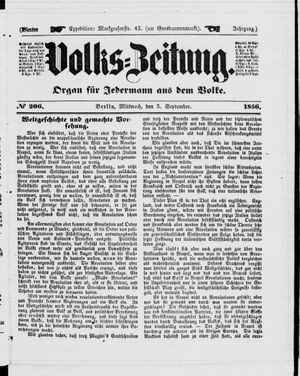 Volks-Zeitung on Sep 3, 1856