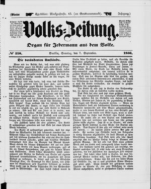 Volks-Zeitung vom 07.09.1856