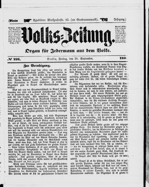 Volks-Zeitung vom 26.09.1856