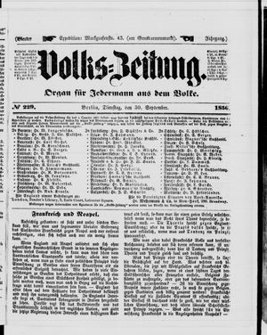 Volks-Zeitung vom 30.09.1856