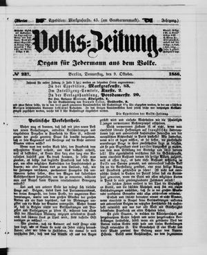 Volks-Zeitung vom 09.10.1856