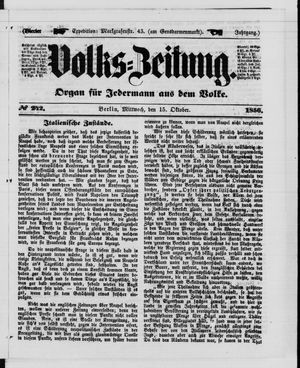 Volks-Zeitung vom 15.10.1856