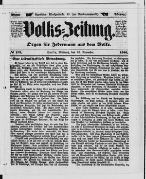Volks-Zeitung vom 26.11.1856