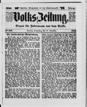 Volks-Zeitung vom 27.11.1856